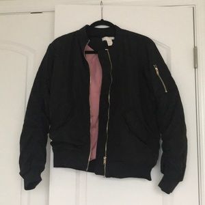 Black Oversized Bomber Jacket